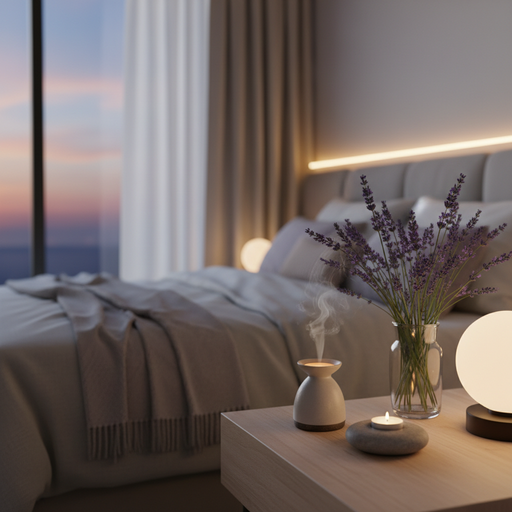 Lavender diffusing at bed side