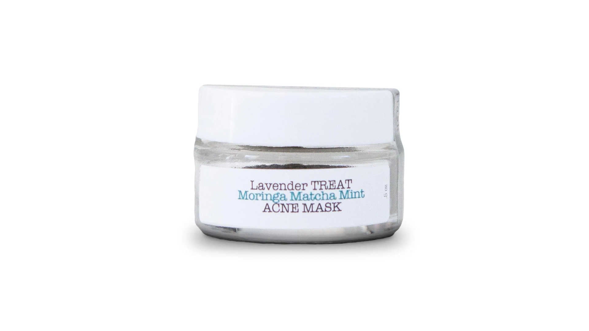 Acne facial mask with lavender moringa matcha mint
