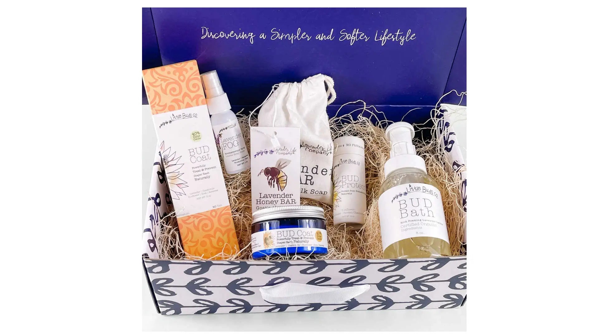 Lavender Bud box - baby bath gift box 