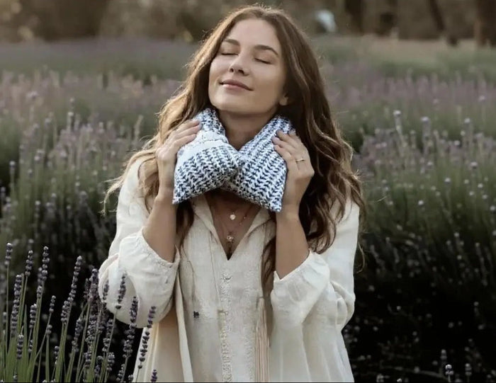 Lavender Comfort Neck Wrap filled with farm-grown English lavender