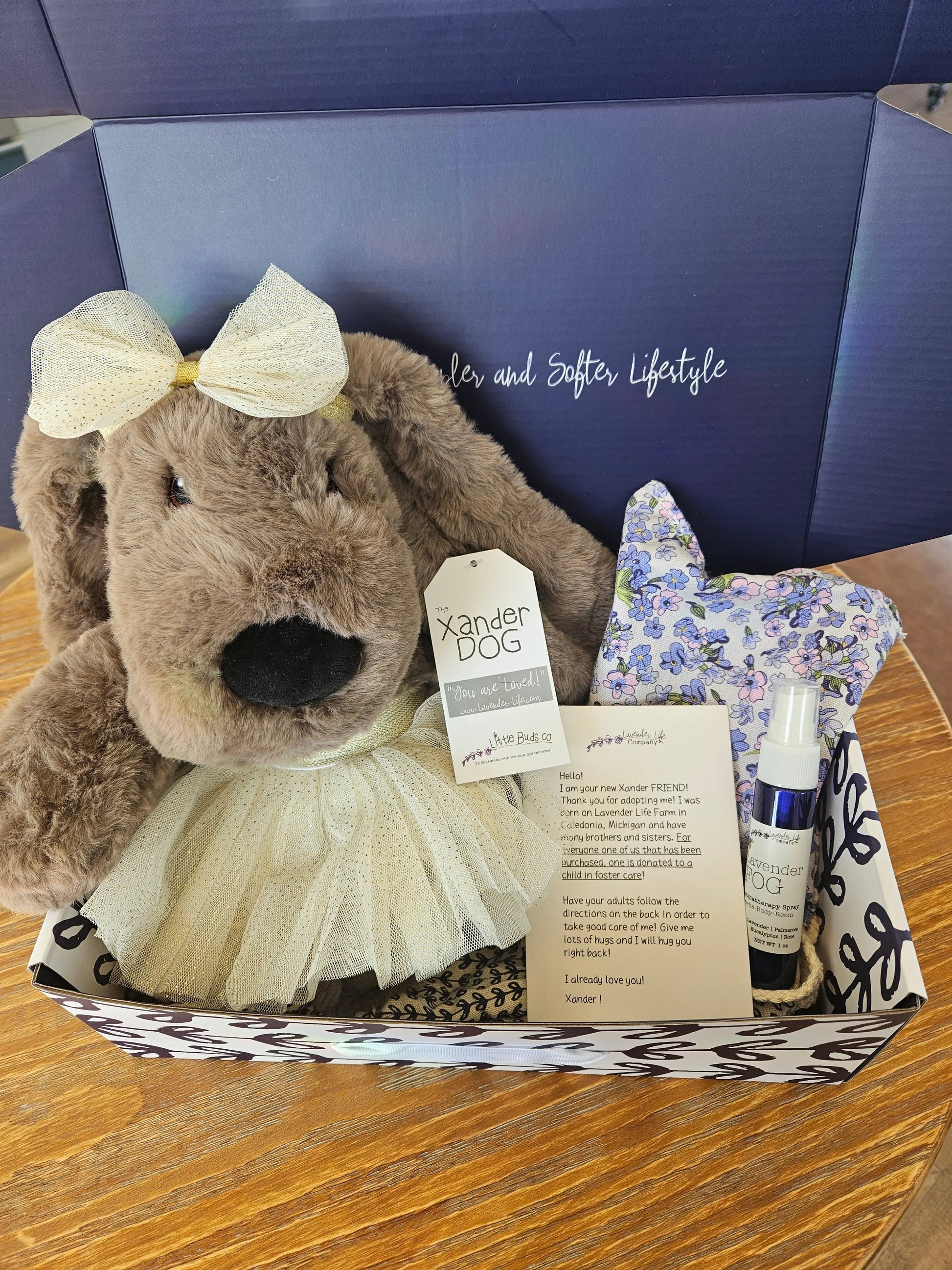Xander Stuffed Dog Gift Set | Xander Dog | Lavender Life Company