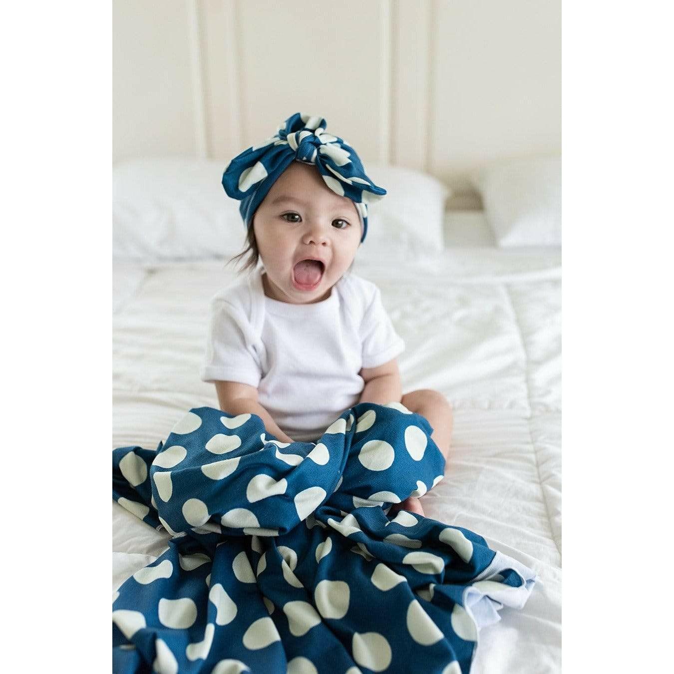 Swaddle Buds- Breathable Stretchy Wraps-Teal Dots - Lavender Life Company