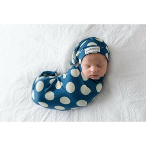 Newborn Cocoon Swaddle Set with Hat - Teal Dots - Lavender Life Company