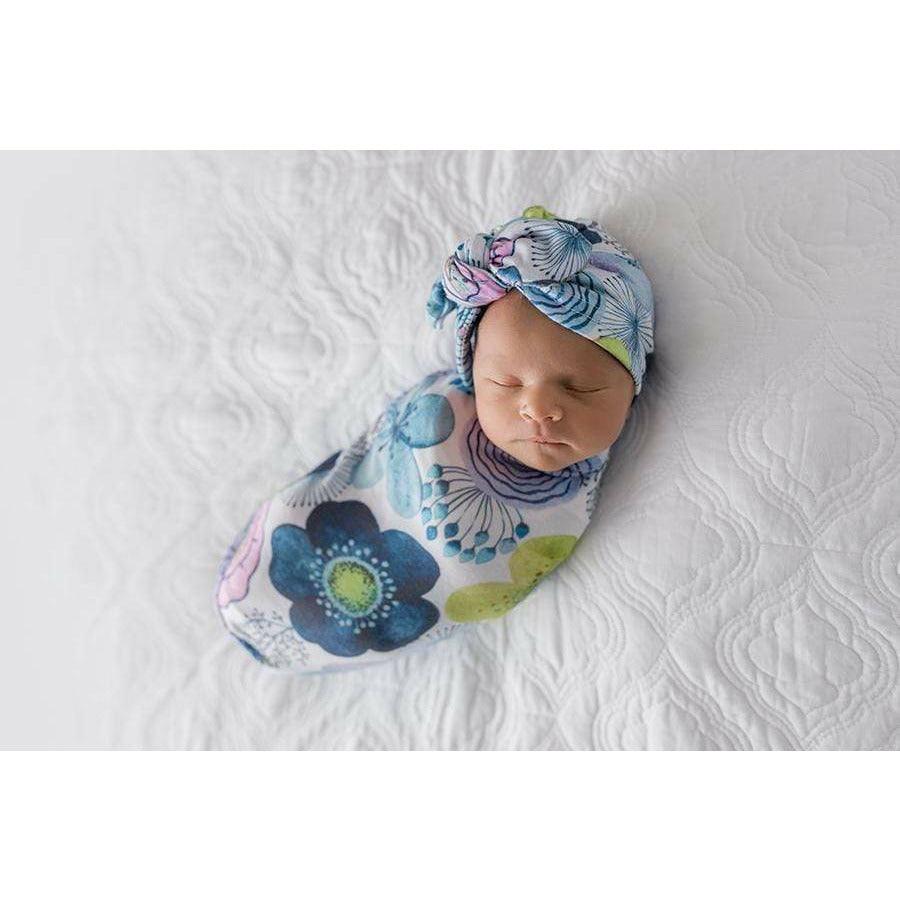 Newborn Cocoon Swaddle Set with Turban - Watercolor - Lavender Life Company