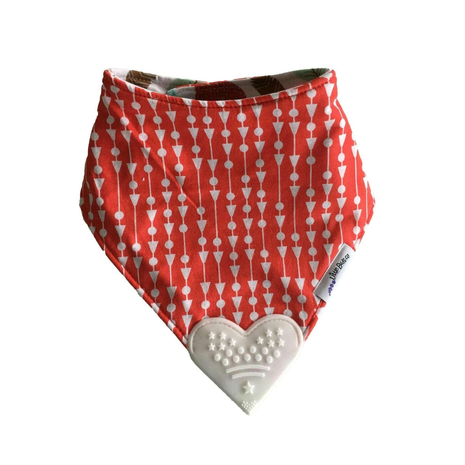 Reversible Bandana Bib with Teether Feathers/Red Arrow - Lavender Life Company