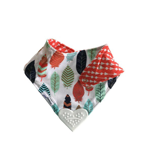 Reversible Bandana Bib with Teether Feathers/Red Arrow - Lavender Life Company