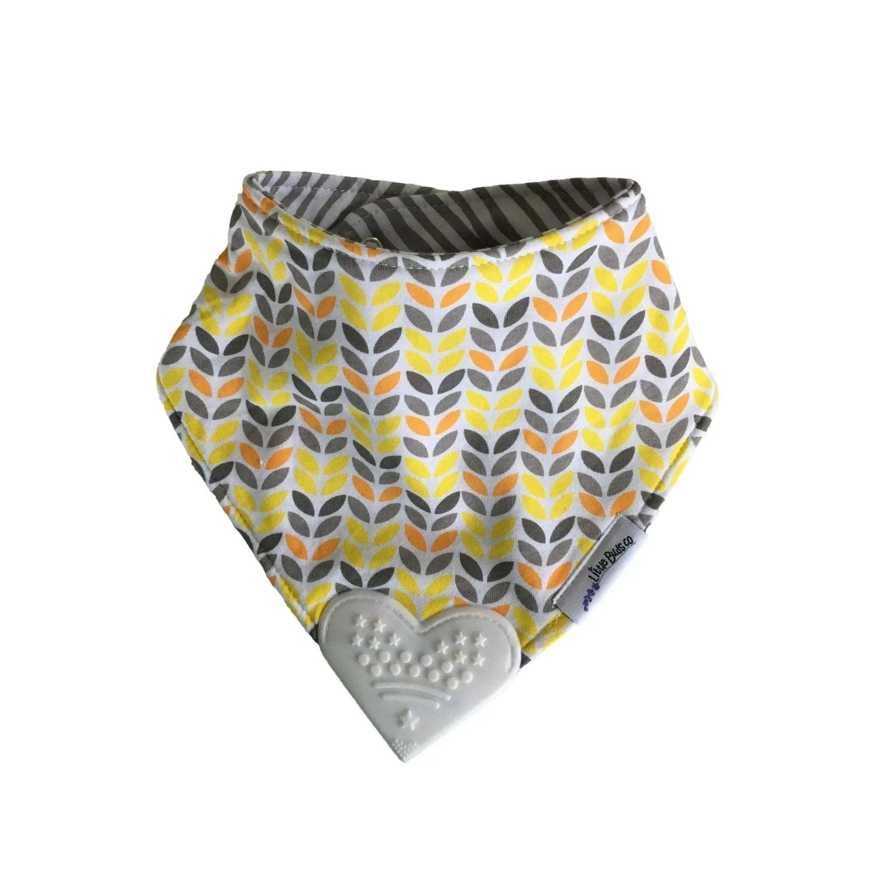 Reversible Bandana Bib with Teether- Yellow/Grey - Lavender Life Company