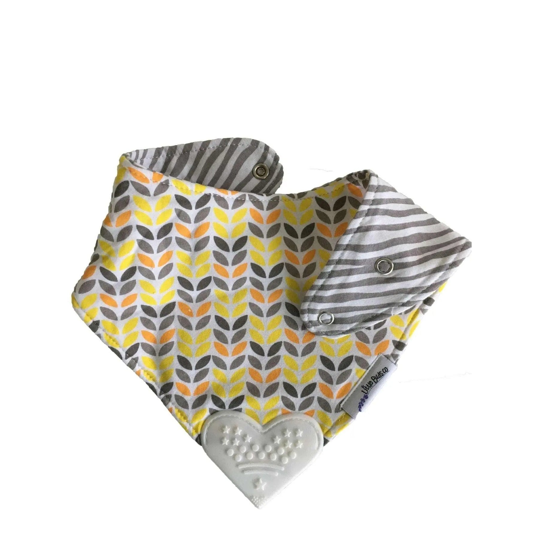 Reversible Bandana Bib with Teether- Yellow/Grey - Lavender Life Company