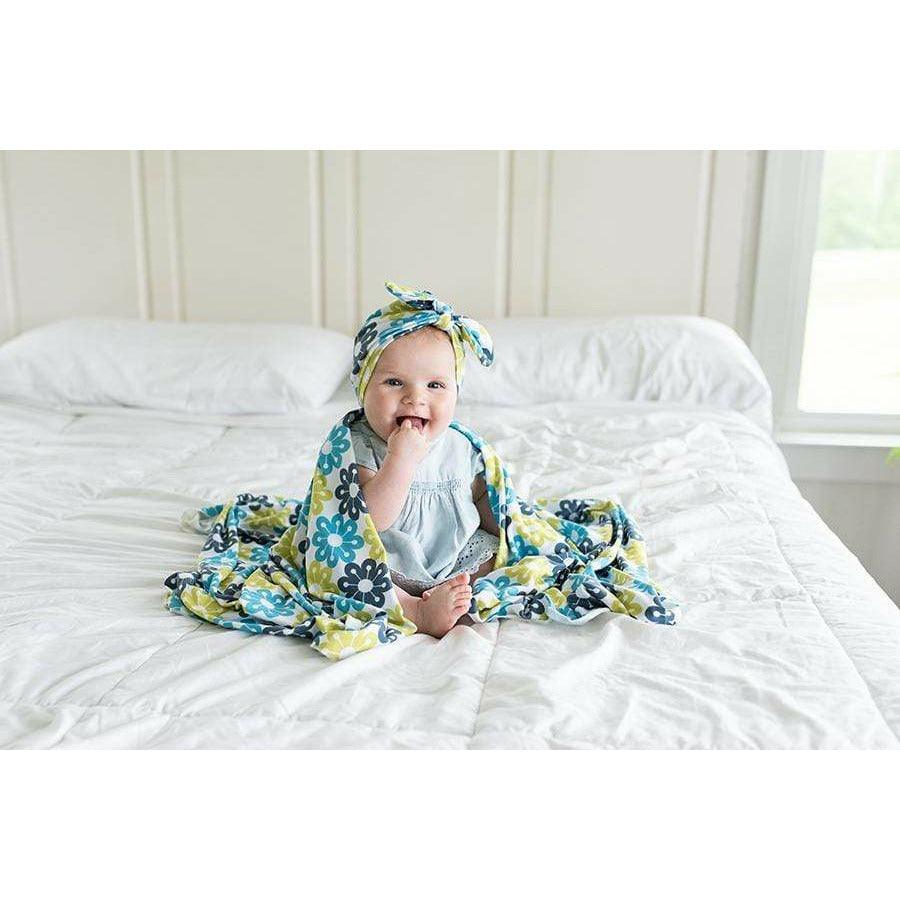 Swaddle Buds- Breathable Stretchy Wraps-Turqoise/Blue Flower - Lavender Life Company